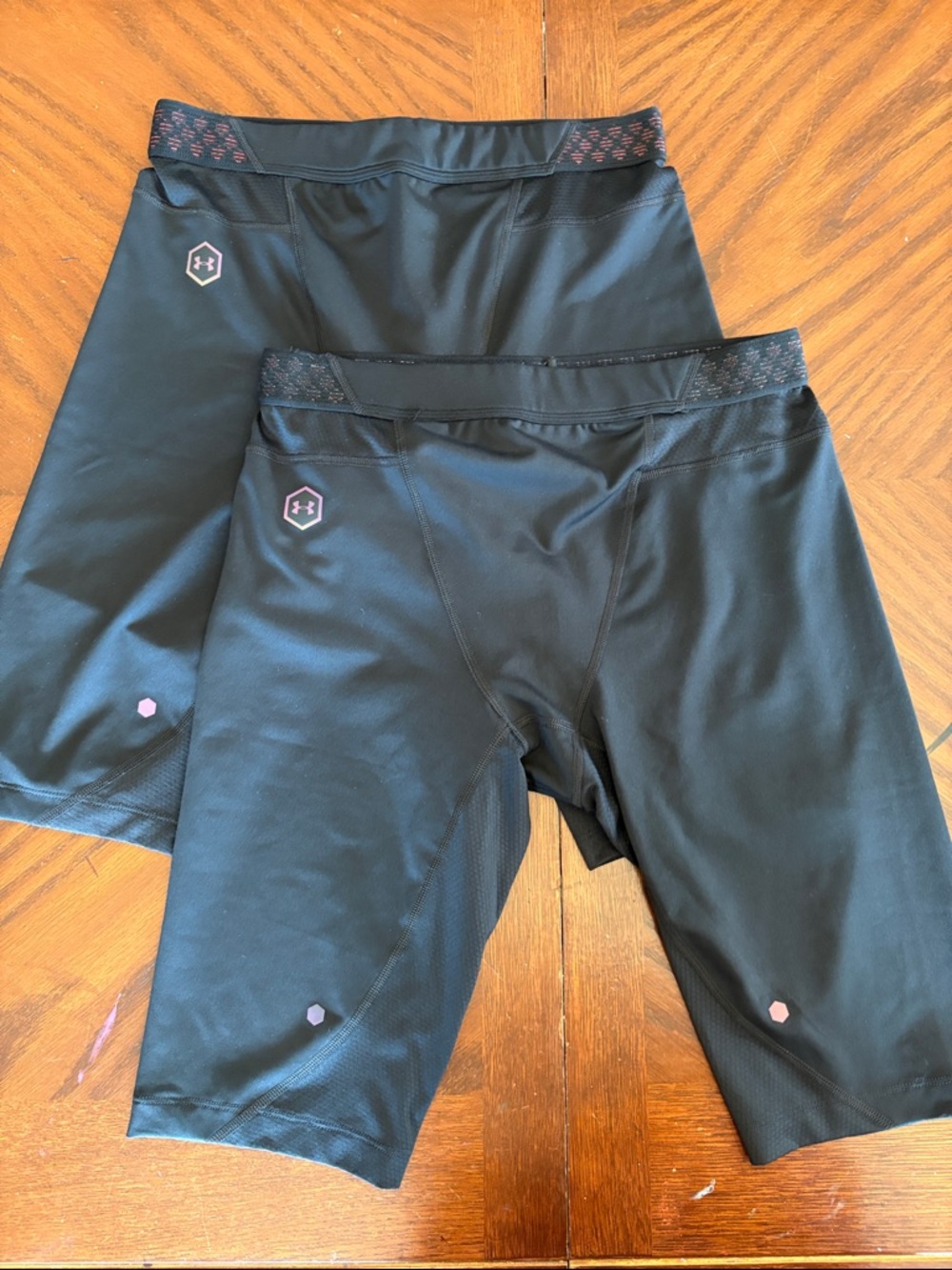 Under Armour Black Girls' Performance Bike Shorts with Pink Accents